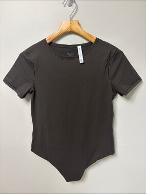 Athleta Short Sleeve Crewneck Bodysuit in Brown